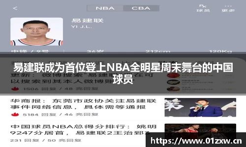 易建联成为首位登上NBA全明星周末舞台的中国球员