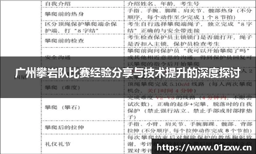 广州攀岩队比赛经验分享与技术提升的深度探讨
